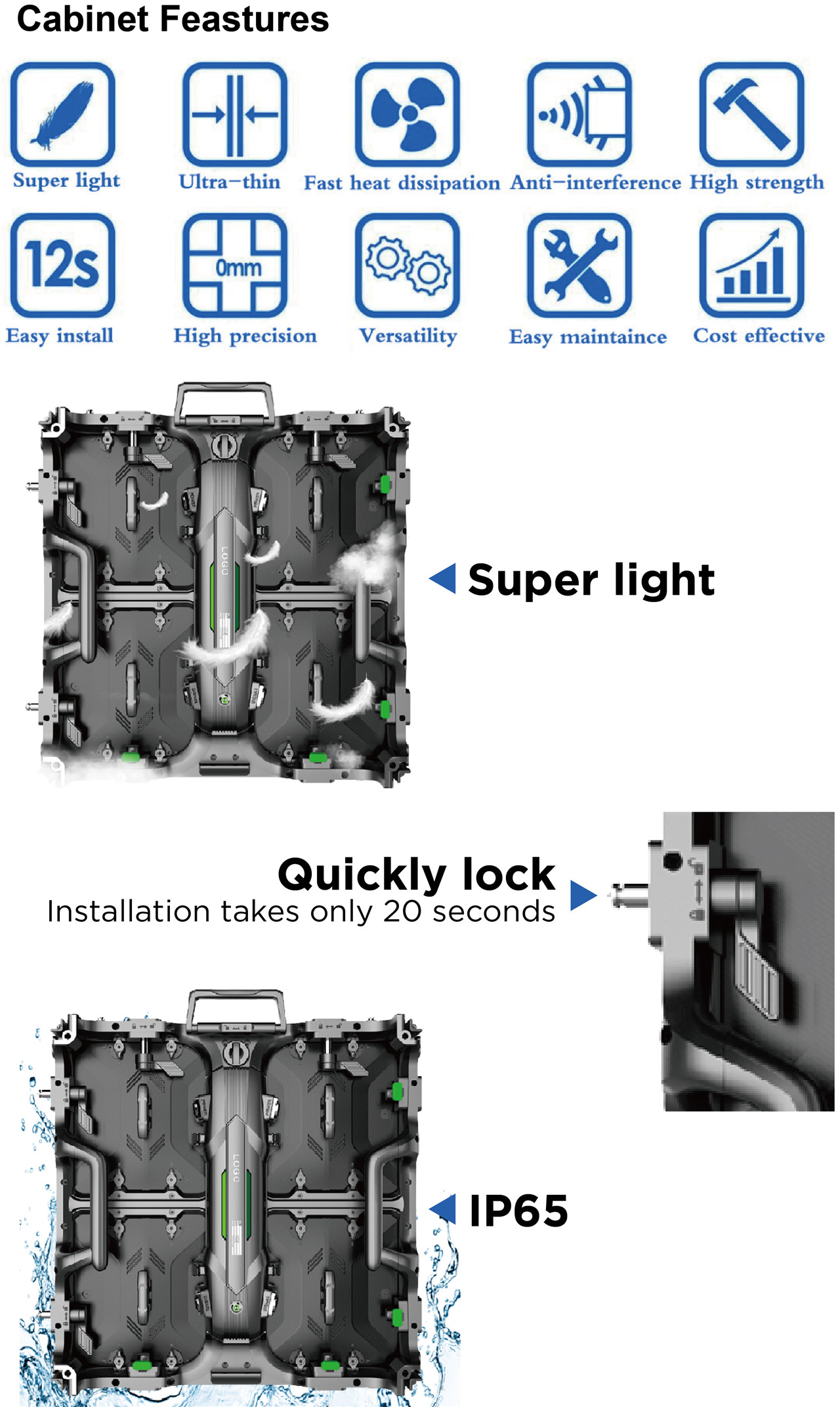 500 x 500 K Vorderseite Rückseite LED-Anzeige für Mietservice P3.91 P4.81 P2.97 P2.6 (2)